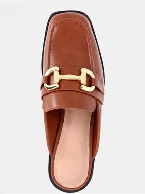 Time and Tru Tan Leather Slip-On Loafer with Gold Bit